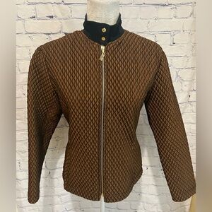 St. John Patchwork Full-Zipper Mandarin Collar Quilted Jacket with Pockets P